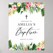 Waterverf Bloemen Garland Tropische Doop Poster (Voorkant)