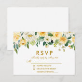 Waterverf Bloemen Geel Goud Wit RSVP Bruiloft (Voorkant / Achterkant)
