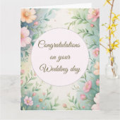  Waterverf Bloemen Gefeliciteerd bruiloft Kaart (Gele Bloem)