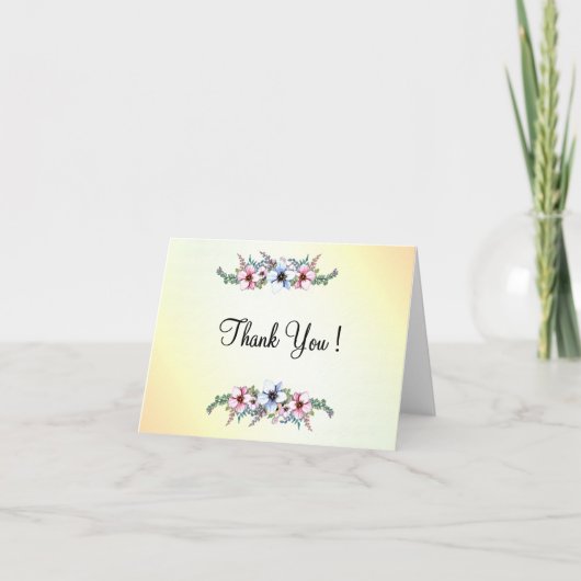 Waterverf bloemen Gele ledematen Bedankkaart (Voorkant)