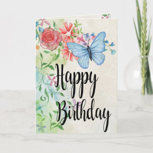 Waterverf bloemen gelukkige verjaardag kaart