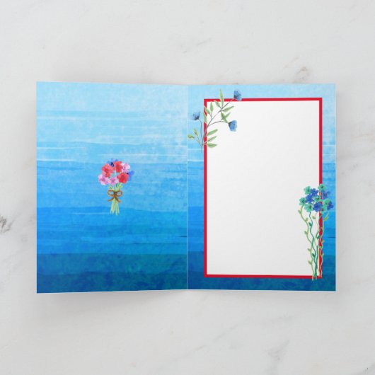  Waterverf Bloemen Gelukkige Verjaardag Kaart (Binnen)