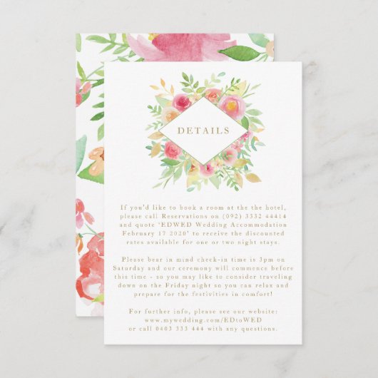 Waterverf bloemen Geo Weddenschap RSVP Kaartje (Voorkant / Achterkant)