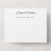 Waterverf bloemen geometrische bruiloft all in one uitnodiging (Achterkant)