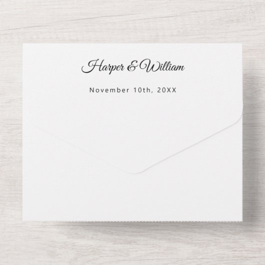 Waterverf bloemen geometrische bruiloft all in one uitnodiging (Achterkant)