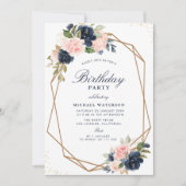 Waterverf bloemen geometrische verjaardag kaart (Voorkant)