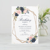 Waterverf bloemen geometrische verjaardag kaart (Staand voorkant)