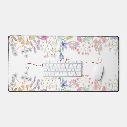 Waterverf bloemen gepersonaliseerd bureaumat (Keyboard & Muis)