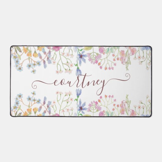 Waterverf bloemen gepersonaliseerd bureaumat (Voorkant)