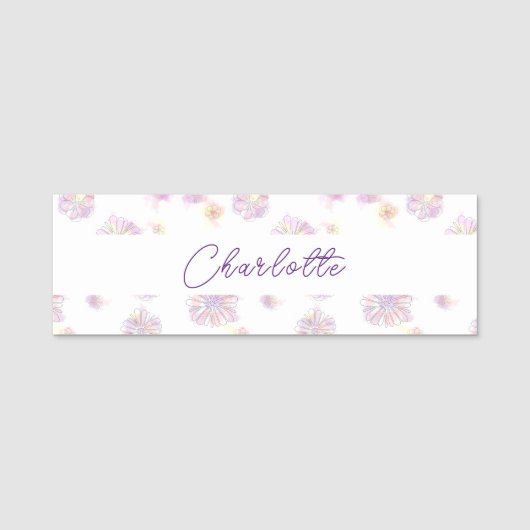 Waterverf Bloemen gepersonaliseerd Naamplaatje (Voorkant)