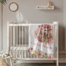 Waterverf Bloemen Gepersonaliseerde Baby Meisje