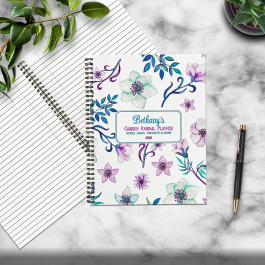 Waterverf Bloemen Gepersonaliseerde Huis & Tuin Notitieboek