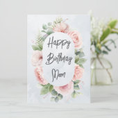 Waterverf Bloemen Gepersonaliseerde Verjaardag Moe Bedankkaart (Staand voorkant)