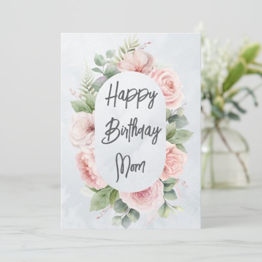 Waterverf Bloemen Gepersonaliseerde Verjaardag Moe Bedankkaart (Staand voorkant)