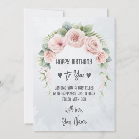 Waterverf Bloemen Gepersonaliseerde Verjaardag Moe Bedankkaart (Achterkant)