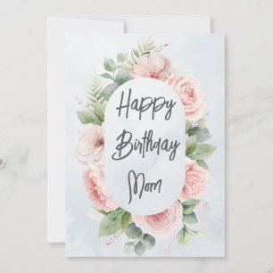 Waterverf Bloemen Gepersonaliseerde Verjaardag Moe Bedankkaart