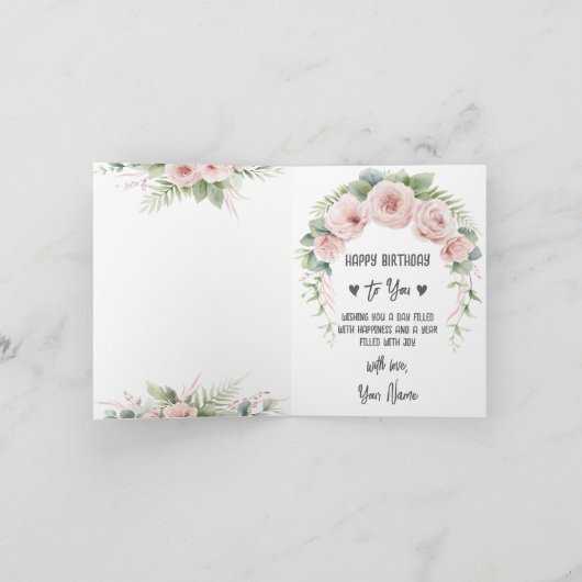 Waterverf Bloemen Gepersonaliseerde Verjaardag Moe Kaart (Binnen)