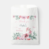 Waterverf Bloemen Giraffe Lint Meisje Verjaardag Bedankzakje (Voorkant)