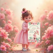 Waterverf Bloemen Giraffe Lint Meisje Verjaardag Kaart