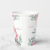 Waterverf Bloemen Giraffe Lint Meisje Verjaardag Papieren Bekers (Rechts)