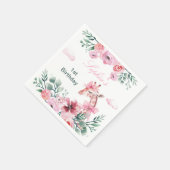 Waterverf Bloemen Giraffe Lint Meisje Verjaardag Servet (Hoek)