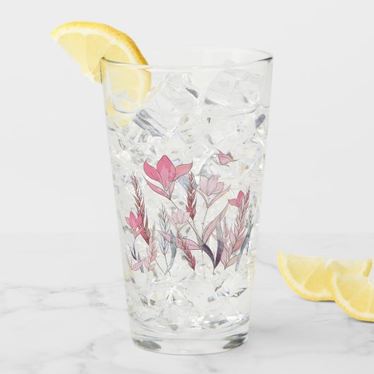 Waterverf bloemen glas (Voorkant ijs)