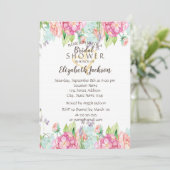 Waterverf Bloemen Glitter Hart Bruidsdouche Kaart (Staand voorkant)