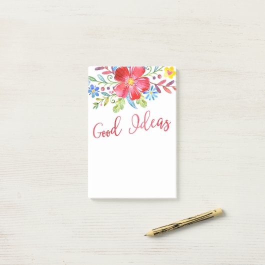 Waterverf bloemen Goede ideeën Post-it® Notes (Op bureau)