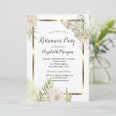 Waterverf Bloemen Gold Lijst Pensioenuitkering Kaart (Staand voorkant)