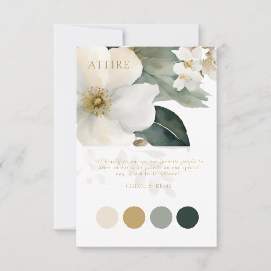 Waterverf Bloemen Goud Bladgroen Bruiloft Kleding  RSVP Kaartje (Voorkant)