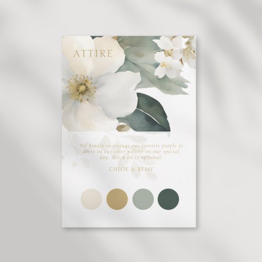 Waterverf Bloemen Goud Bladgroen Bruiloft Kleding  RSVP Kaartje