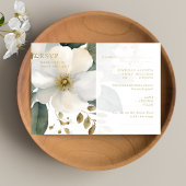 Waterverf Bloemen Goud Bladgroen Bruiloft RSVP Kaa