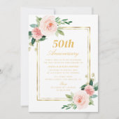 waterverf Bloemen Goud lijst huwelijksverjaardag Kaart (Voorkant)