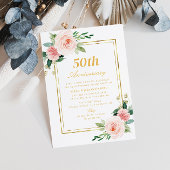 waterverf Bloemen Goud lijst huwelijksverjaardag Kaart