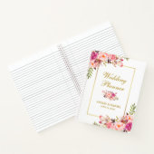 Waterverf Bloemen Goud Roze Blush Bruiloft Planner Notitieboek (Binnen)
