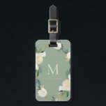 Waterverf Bloemen Goudfolie Monogram Sage Groen Bagagelabel<br><div class="desc">Elegant en vrouwelijk bagagelabel met waterverf bloemen met faux gouden folie en faux gouden glitteraccenten met een rode achtergrondkleur. Personaliseer door uw gegevens toe te voegen. Dit gepersonaliseerde bagagelabel is perfect als cadeau.</div>