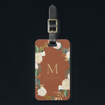 Waterverf Bloemen Goudfolie Monogram Terracotta Bagagelabel<br><div class="desc">Waterverf Bloemen met Gouden Folie Monogram Terracotta Bag Label | Elegant en vrouwelijk bagagelabel met waterverf bloemen met faux gouden folie en faux gouden glitteraccenten met een terracotta achtergrond kleur.</div>