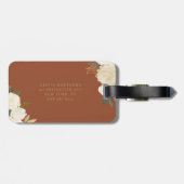 Waterverf Bloemen Goudfolie Monogram Terracotta Bagagelabel (Achterkant horizontaal)