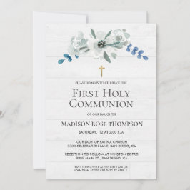 Waterverf Bloemen Goudkruis 1e Heilige Communie