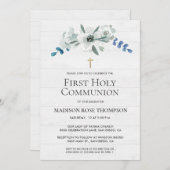 Waterverf Bloemen Goudkruis 1e Heilige Communie (Voorkant / Achterkant)