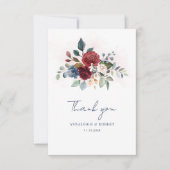 Waterverf Bloemen Greenery Script Trouwen Bedankkaart (Voorkant)