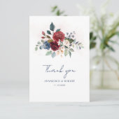 Waterverf Bloemen Greenery Script Trouwen Bedankkaart (Staand voorkant)