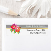 Waterverf bloemen, grijze en witte moderne bruilof etiket (Insitu)