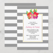 Waterverf bloemen grijze trouwparen douche