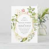 Waterverf Bloemen Groen Bladgroen Bruiloft Uitnodi Kaart (Staand voorkant)