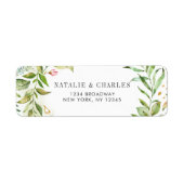 Waterverf Bloemen Groen Bladgroen Retouradres Etiket (Voorkant)
