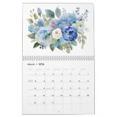 Waterverf Bloemen Groen Botanisch Kalender (Mar 2026)