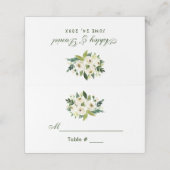 Waterverf Bloemen Groen Bruiloft Plaatskaartje (Buitenkant ongevouwen)