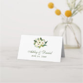 Waterverf Bloemen Groen Bruiloft Plaatskaartje (Achterkant)
