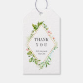 Waterverf Bloemen Groen Foliage Dank u Cadeau Labe Cadeaulabel (Voorkant)